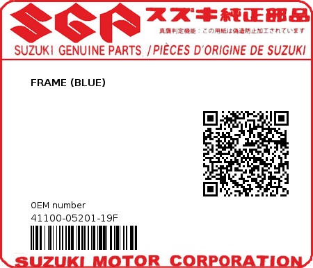 Product image: Suzuki - 41100-05201-19F - FRAME (BLUE)  0