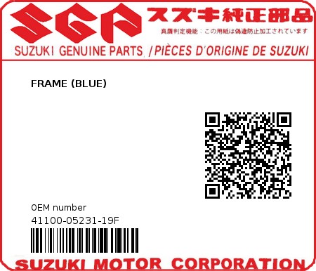 Product image: Suzuki - 41100-05231-19F - FRAME (BLUE)  0