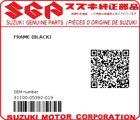 Product image: Suzuki - 41100-05392-019 - FRAME (BLACK)  0