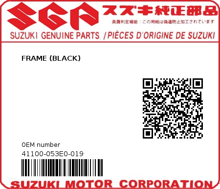 Product image: Suzuki - 41100-053E0-019 - FRAME (BLACK)  0