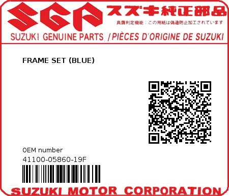 Product image: Suzuki - 41100-05860-19F - FRAME SET (BLUE)  0
