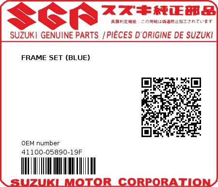 Product image: Suzuki - 41100-05890-19F - FRAME SET (BLUE)  0