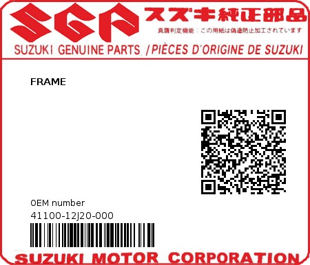 Product image: Suzuki - 41100-12J20-000 - FRAME  0