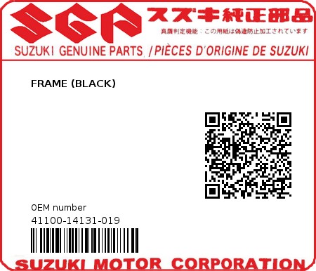 Product image: Suzuki - 41100-14131-019 - FRAME (BLACK)  0