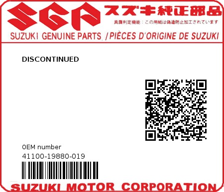 Product image: Suzuki - 41100-19880-019 - DISCONTINUED  0