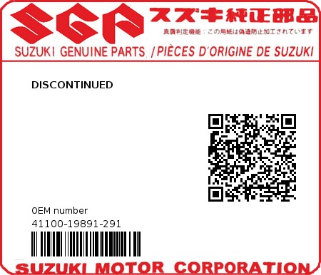 Product image: Suzuki - 41100-19891-291 - DISCONTINUED  0