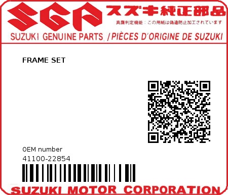 Product image: Suzuki - 41100-22854 - FRAME SET  0