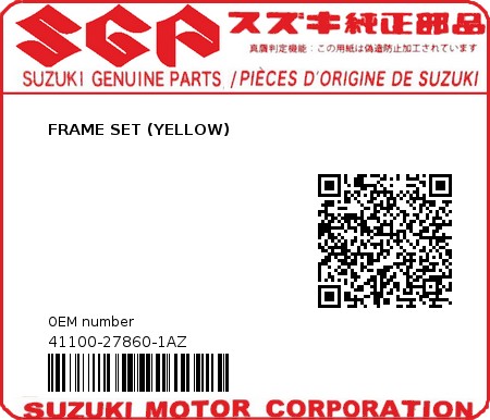 Product image: Suzuki - 41100-27860-1AZ - FRAME SET (YELLOW)  0