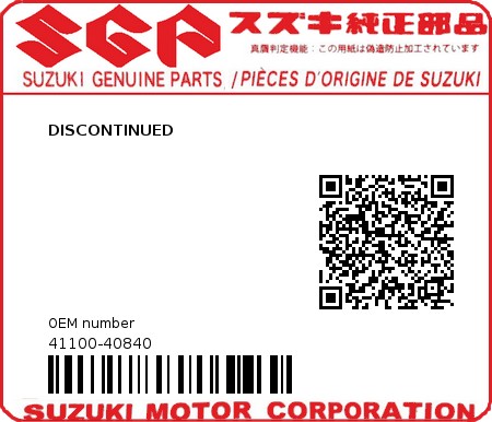 Product image: Suzuki - 41100-40840 - DISCONTINUED  0
