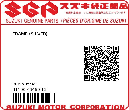Product image: Suzuki - 41100-43460-13L - FRAME (SILVER)  0