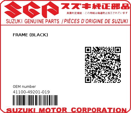 Product image: Suzuki - 41100-49201-019 - FRAME (BLACK)  0