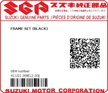 Product image: Suzuki - 41101-39812-33J - FRAME SET (BLACK)  0