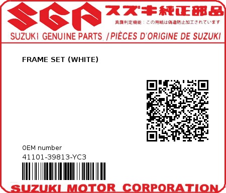 Product image: Suzuki - 41101-39813-YC3 - FRAME SET (WHITE)  0