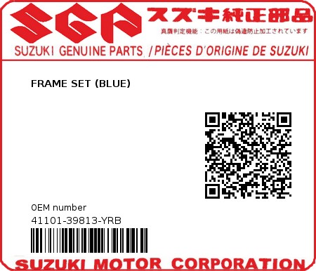 Product image: Suzuki - 41101-39813-YRB - FRAME SET (BLUE)  0