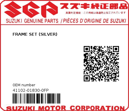 Product image: Suzuki - 41102-01830-0FP - FRAME SET (SILVER)  0