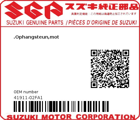 Product image: Suzuki - 41911-02FA1 - BRACKET,ENG MTG  0