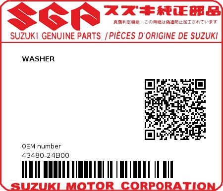 Product image: Suzuki - 43480-24B00 - WASHER  0