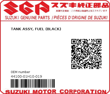 Product image: Suzuki - 44100-01H10-019 - TANK ASSY, FUEL (BLACK)  0