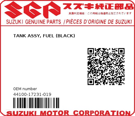 Product image: Suzuki - 44100-17231-019 - TANK ASSY, FUEL (BLACK)  0