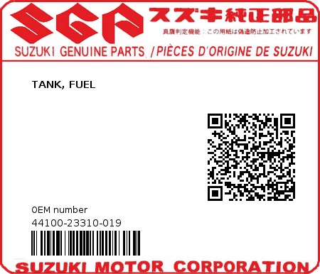 Product image: Suzuki - 44100-23310-019 - TANK, FUEL  0