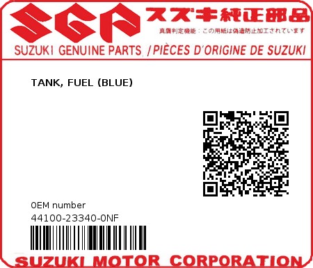 Product image: Suzuki - 44100-23340-0NF - TANK, FUEL (BLUE)  0