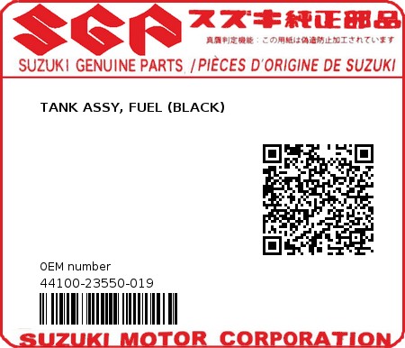 Product image: Suzuki - 44100-23550-019 - TANK ASSY, FUEL (BLACK)  0