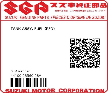 Product image: Suzuki - 44100-23560-28V - TANK ASSY, FUEL (RED)  0