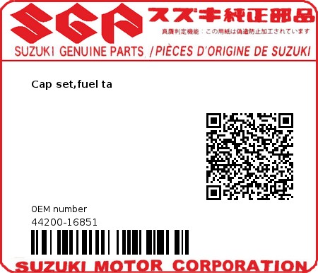 Product image: Suzuki - 44200-16851 - Cap set,fuel ta  0