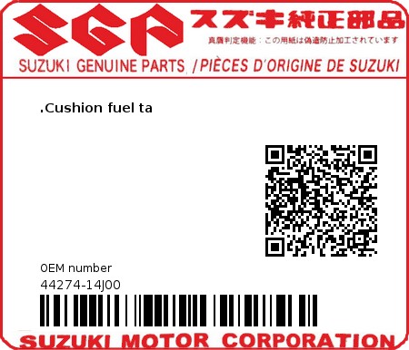Product image: Suzuki - 44274-14J00 - CUSHION,FUEL TA  0