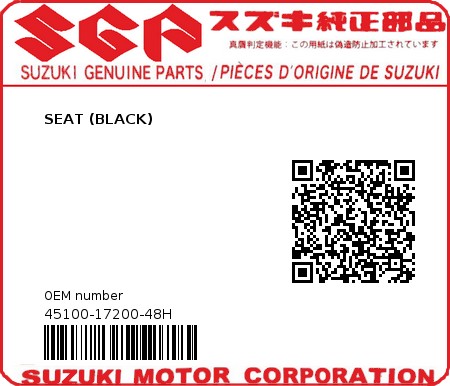 Product image: Suzuki - 45100-17200-48H - SEAT (BLACK)  0