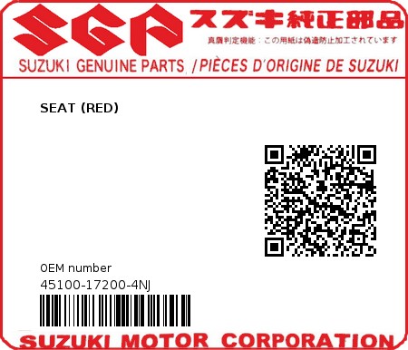 Product image: Suzuki - 45100-17200-4NJ - SEAT (RED)  0