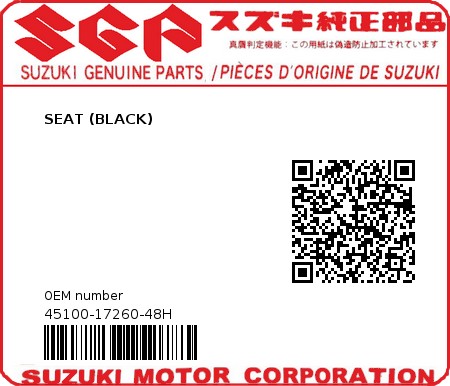 Product image: Suzuki - 45100-17260-48H - SEAT (BLACK)  0