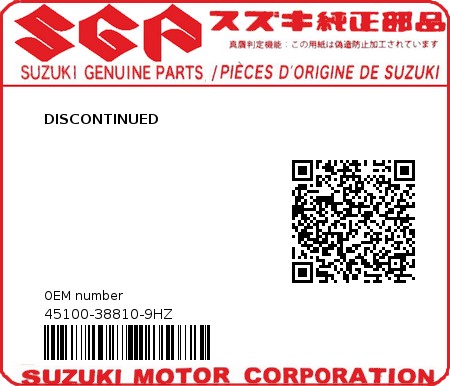 Product image: Suzuki - 45100-38810-9HZ - DISCONTINUED  0