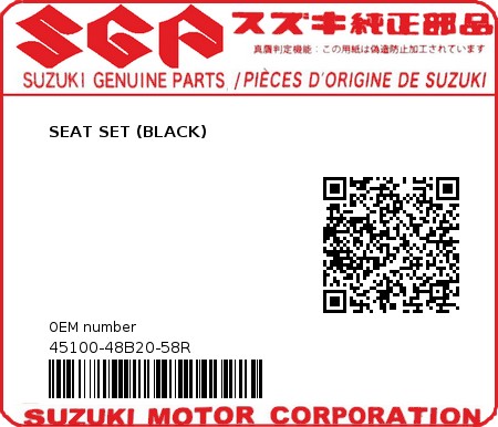 Product image: Suzuki - 45100-48B20-58R - SEAT SET (BLACK)  0