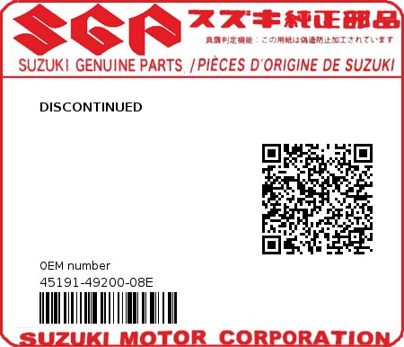 Product image: Suzuki - 45191-49200-08E - DISCONTINUED  0