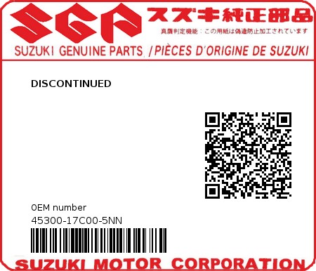 Product image: Suzuki - 45300-17C00-5NN - DISCONTINUED  0