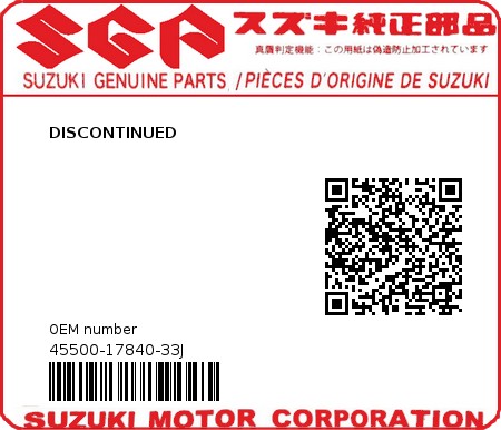 Product image: Suzuki - 45500-17840-33J - DISCONTINUED  0