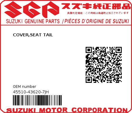 Product image: Suzuki - 45510-43620-7JH - COVER,SEAT TAIL  0