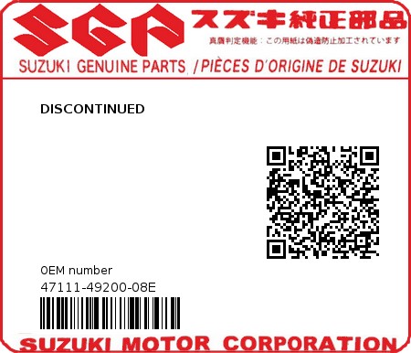 Product image: Suzuki - 47111-49200-08E - DISCONTINUED  0
