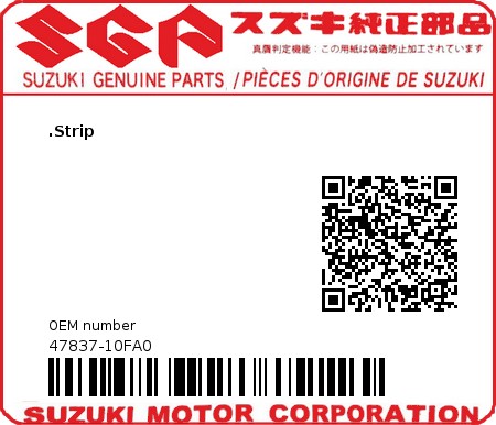 Product image: Suzuki - 47837-10FA0 - MOLDING,SIDE UP  0