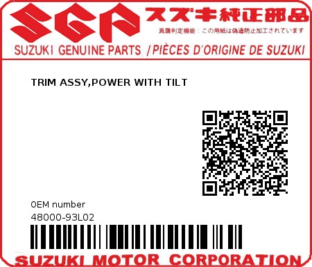 Product image: Suzuki - 48000-93L02 - TRIM ASSY,POWER WITH TILT  0
