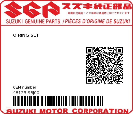 Product image: Suzuki - 48125-93J00 - O RING SET  0