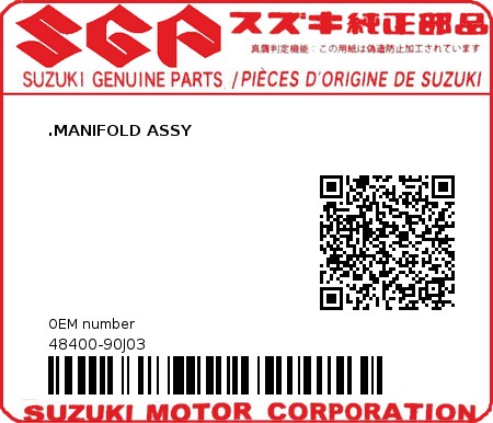 Product image: Suzuki - 48400-90J03 - .MANIFOLD ASSY  0