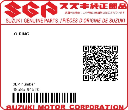 Product image: Suzuki - 48585-94520 - .O RING  0