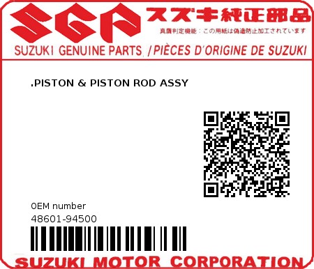 Product image: Suzuki - 48601-94500 - .PISTON & PISTON ROD ASSY  0