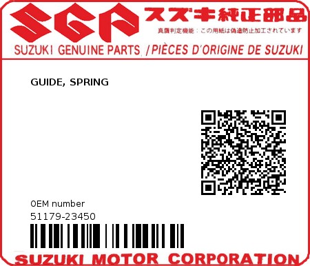 Product image: Suzuki - 51179-23450 - GUIDE, SPRING          0