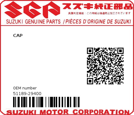 Product image: Suzuki - 51189-29400 - CAP          0
