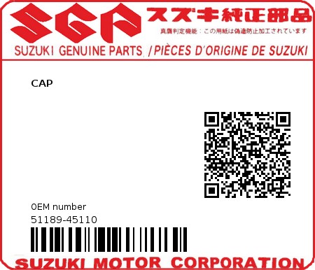 Product image: Suzuki - 51189-45110 - CAP          0