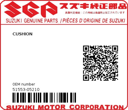 Product image: Suzuki - 51553-05210 - CUSHION          0