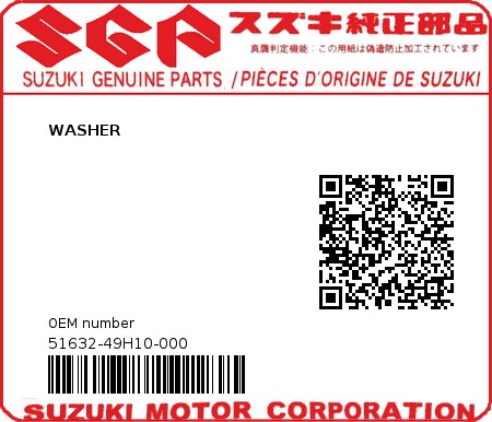 Product image: Suzuki - 51632-49H10-000 - WASHER  0